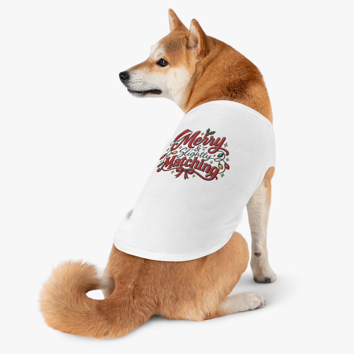 Pet Tshirt — "Merry Slightly Matching" Christmas Dog Shirt family pajama set
