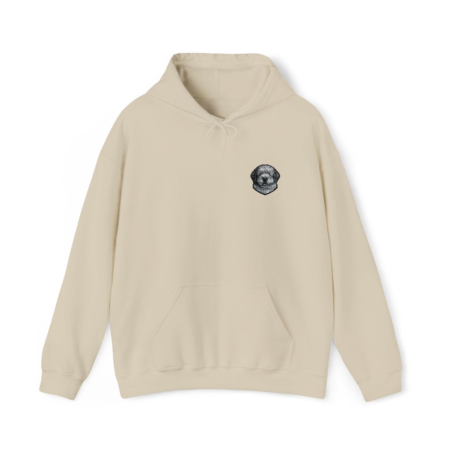 Old English Sheepdog embroidered design on hooded sweatshirt