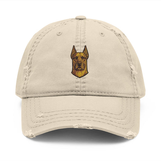 Great Dane Head Embroidered Hat | Distressed Baseball Cap