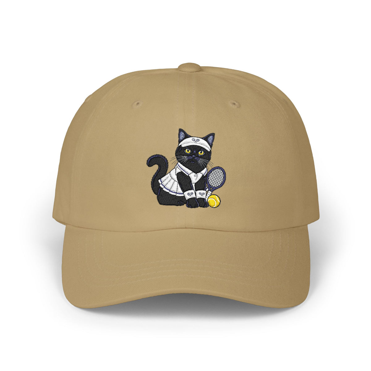 Black Cat Pickle Ball Embroidery Classic Dad Cap