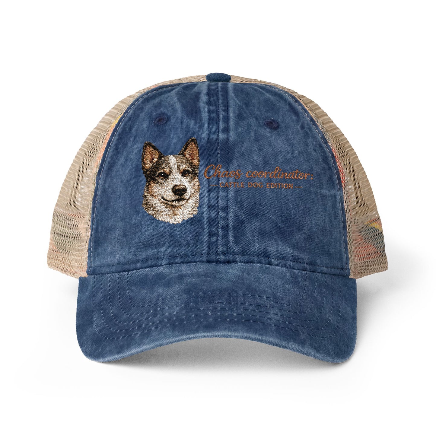 Women's funny Washed Mesh-Back Cap Chaos Coordinator embroidered Cattle Dog Edition hat