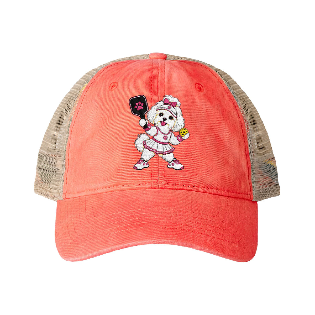 Pickleball Maltese Women's Washed Mesh-Back Cap