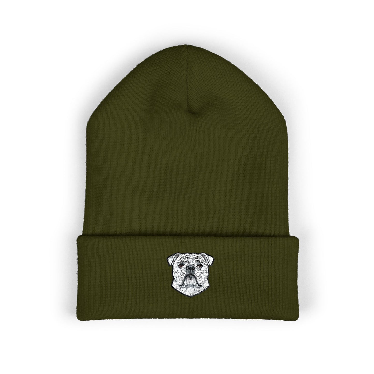 English Bulldog Embroidered Beanie | Cuffed Knit Hat