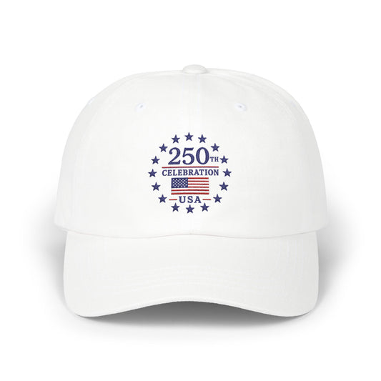 250th Celebration USA Embroidery Classic Dad Cap | Patriotic 13 Stars Emblem July 4th