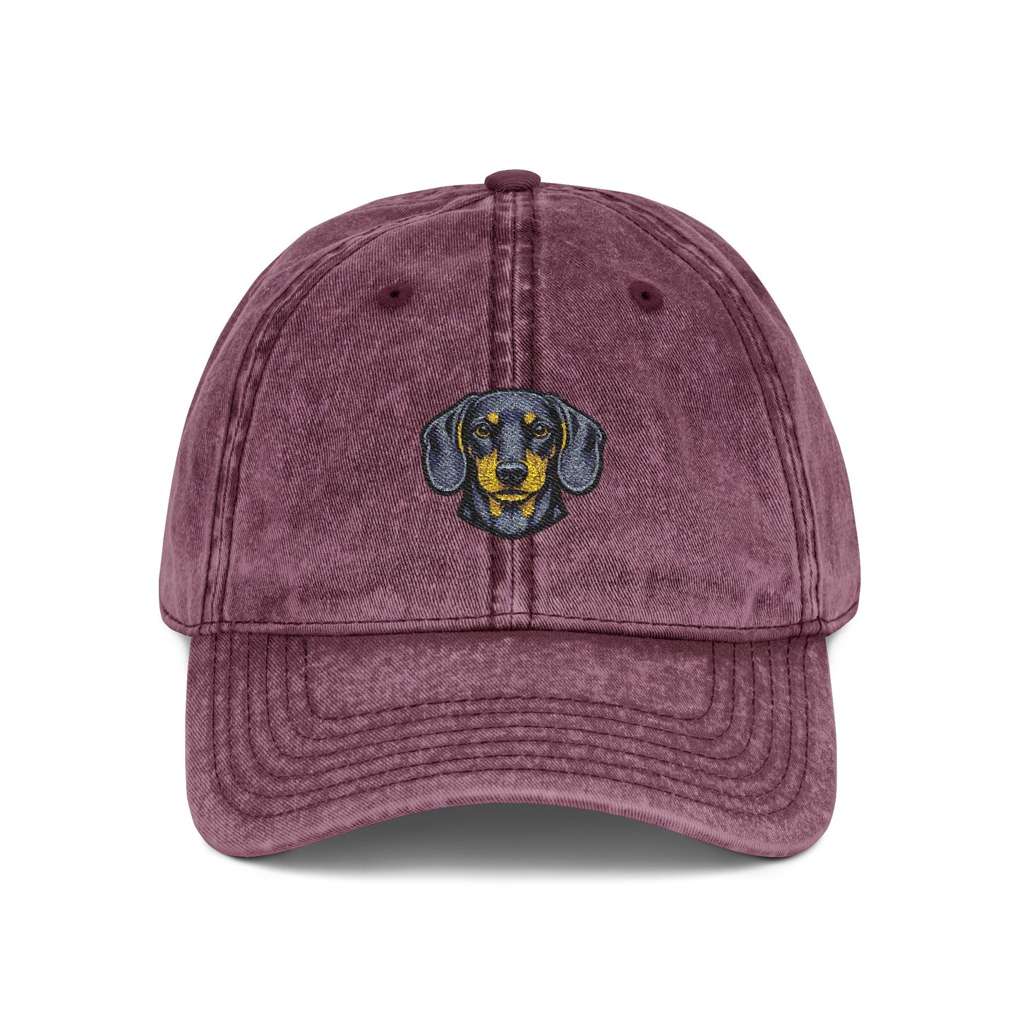 Embroidered Dachshund Dog Head Cap | Vintage Washed Baseball Hat