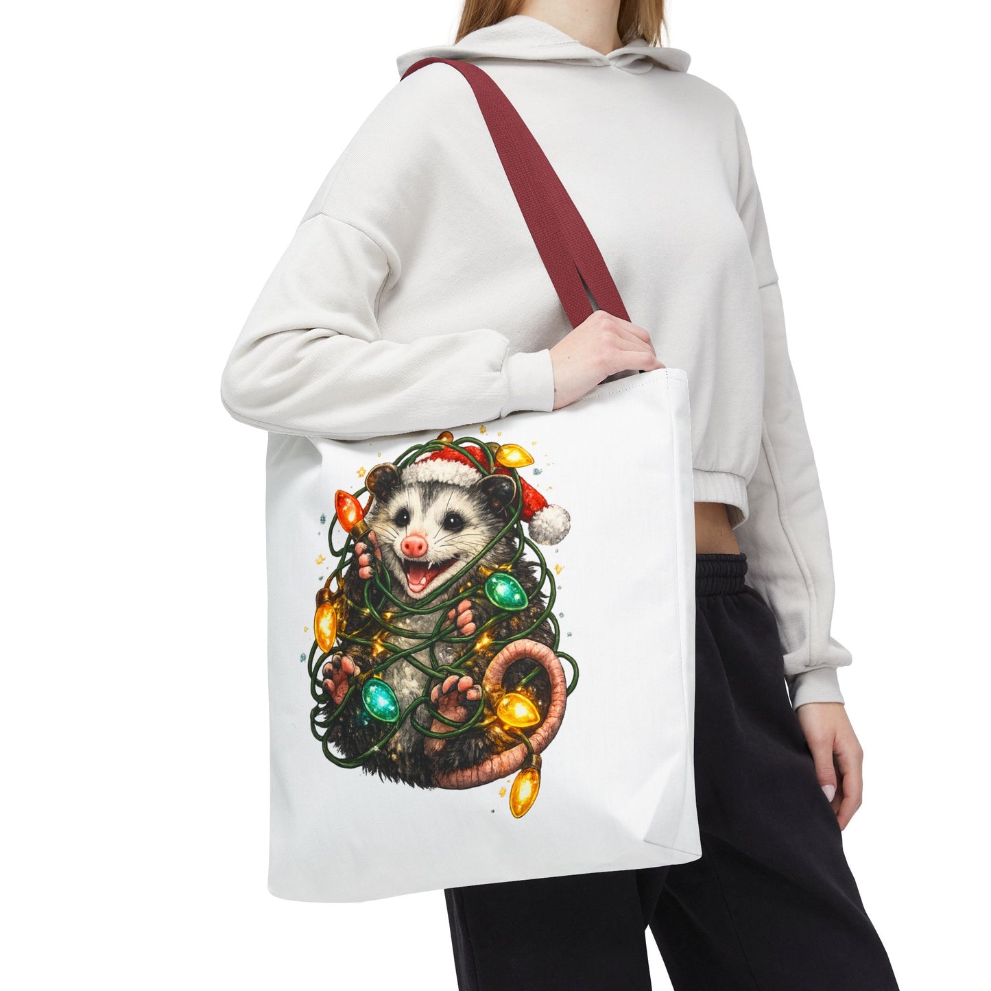 Christmas Opossum Tote Bag — Cute Holiday Animal Holiday Shopping Bag