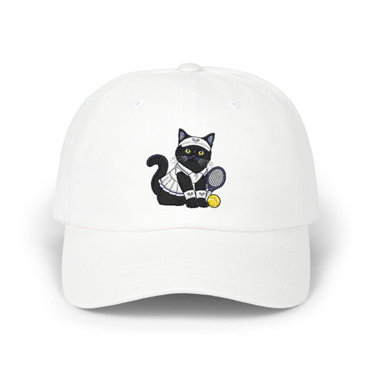 Black Cat Pickle Ball Embroidery Classic Dad Cap