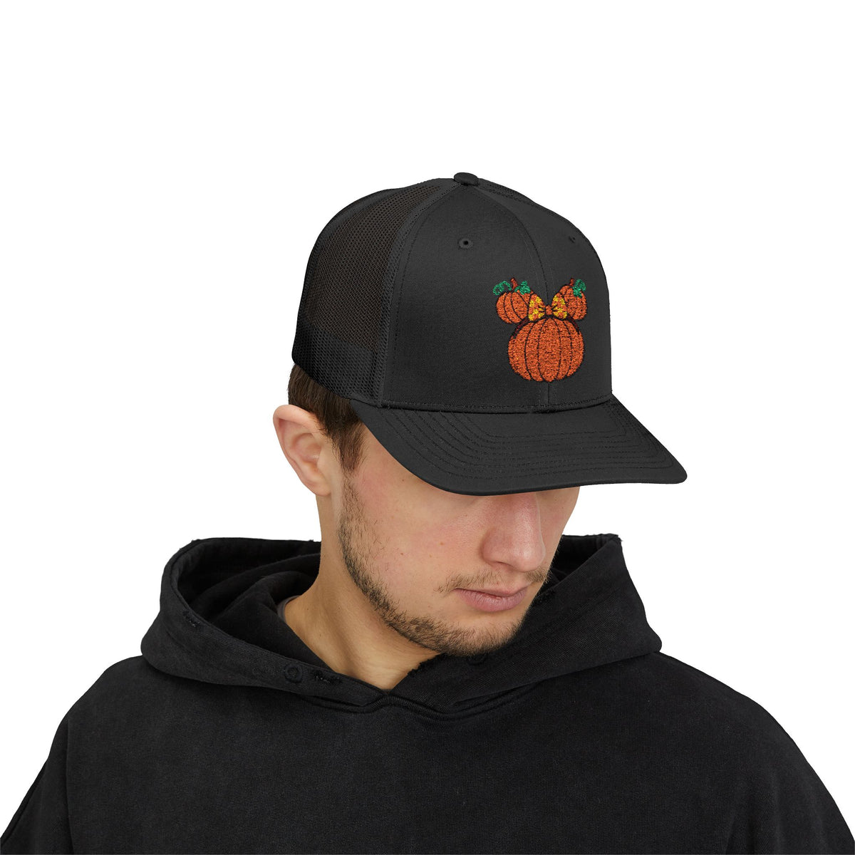 Fall Pumpkin Trio Snapback Cap | Autumn Harvest Embroidered Trucker Hat