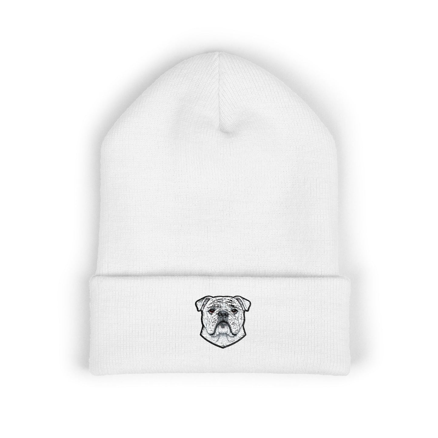 English Bulldog Embroidered Beanie | Cuffed Knit Hat