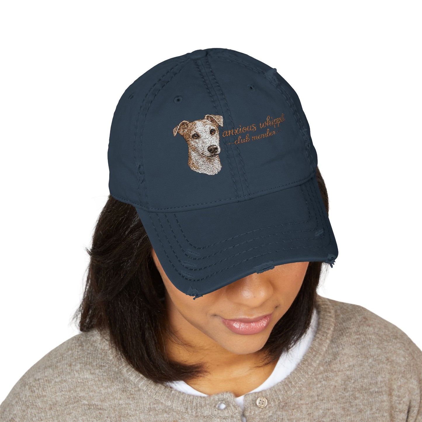 Anxious Whippet Embroidered Dog hat