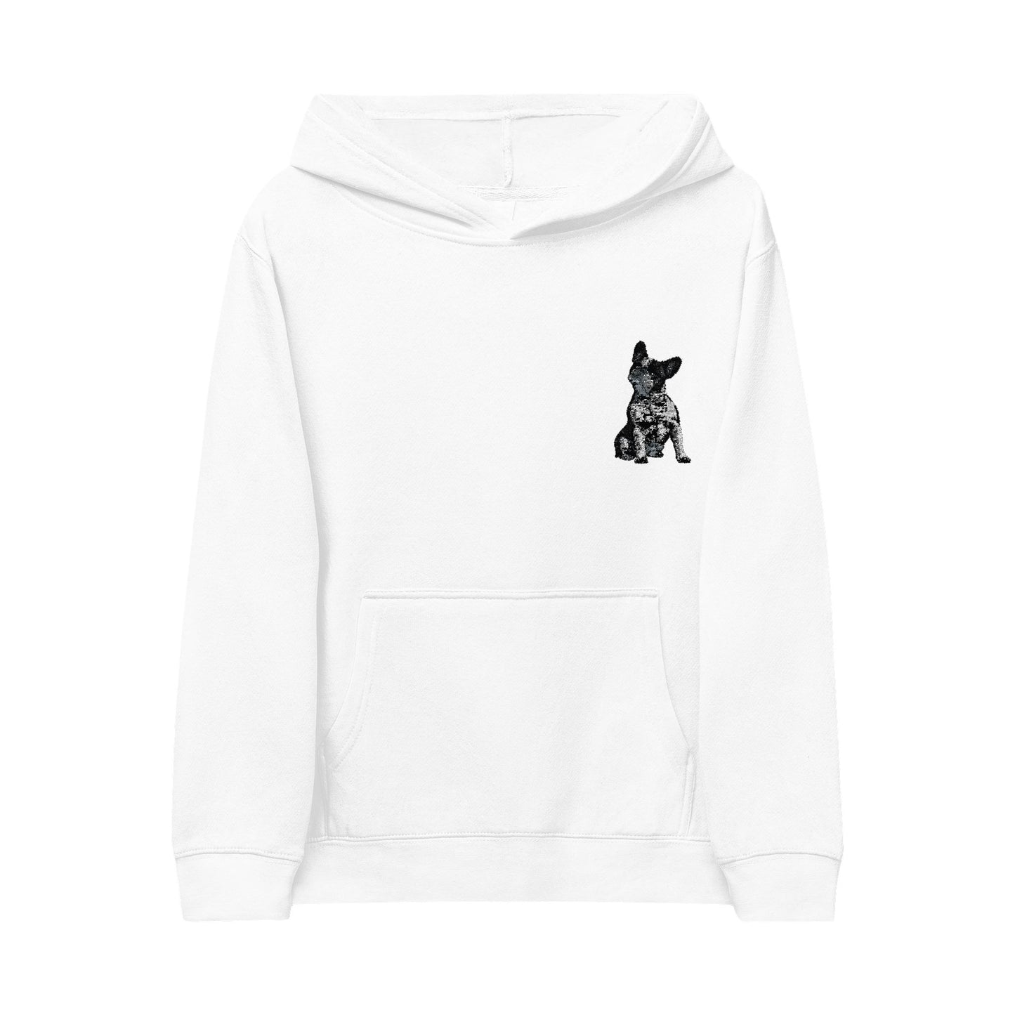 Kids Embroidered French Bulldog Fleece Hoodie