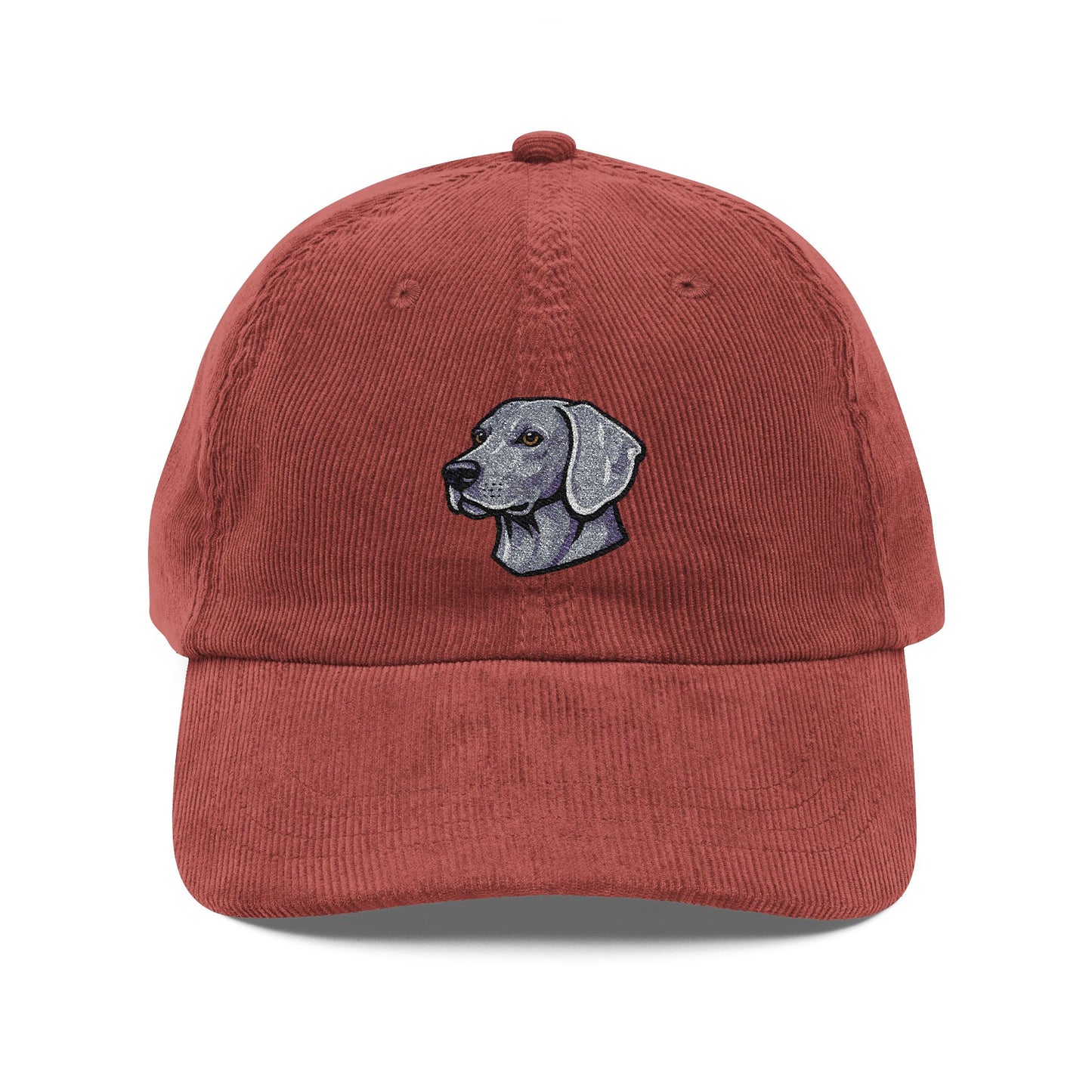 Embroidered Weimaranar Dog Head Cap | Corduroy Baseball Hat