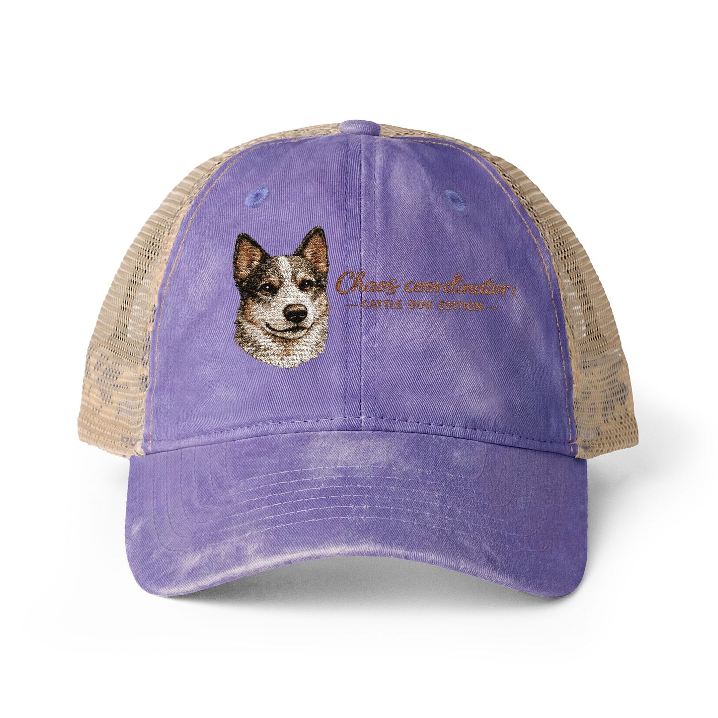Women's funny Washed Mesh-Back Cap Chaos Coordinator embroidered Cattle Dog Edition hat