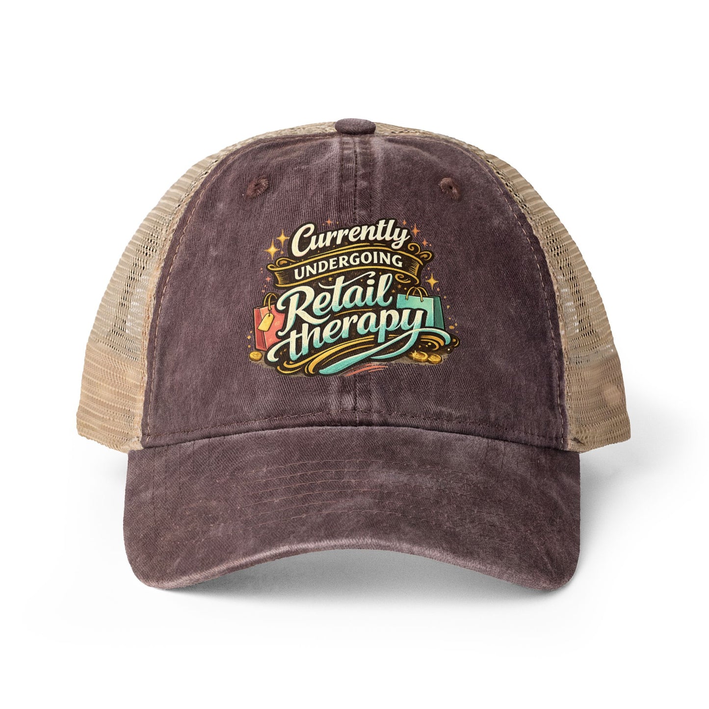 Women's Washed Mesh-Back hat Retail Therapy humorous ball cap